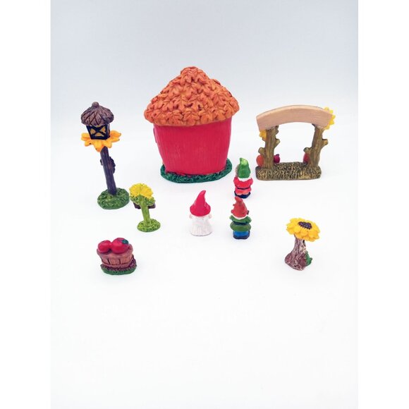 Fairy Garden Gnome Fall Themed House Signs Apples Miniature Dollhouse 9 Pieces - Picture 10 of 12